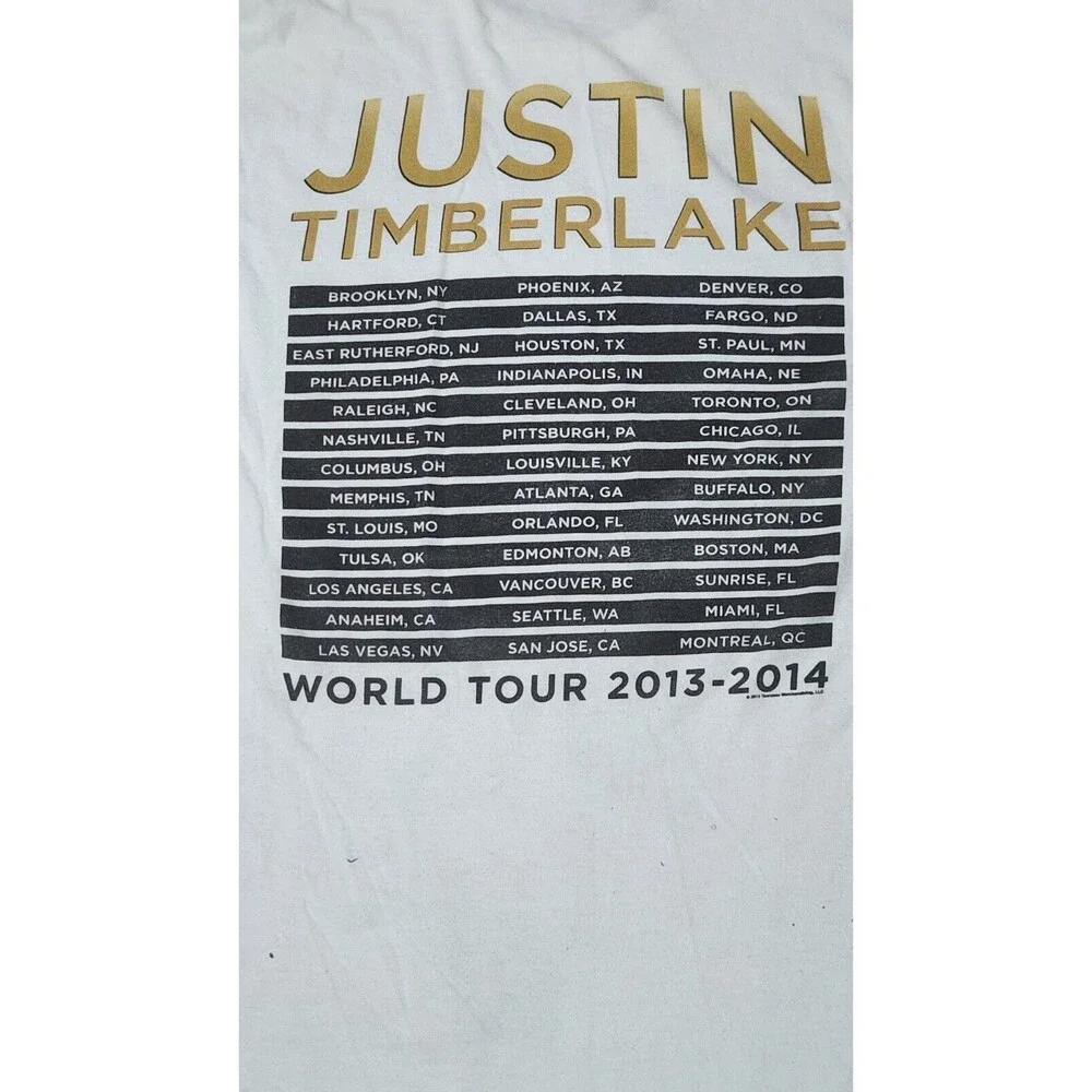 Justin Timberlake Tour Concert T-Shirt 20/20 Experience Size Medium Tag Defect - Picture 3 of 5